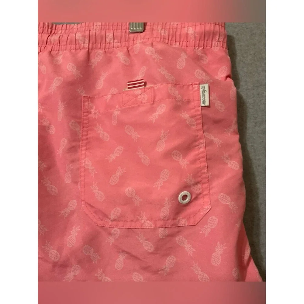Maamgic Men's Pink Swim Trunks with Pineapple Motif Sz M